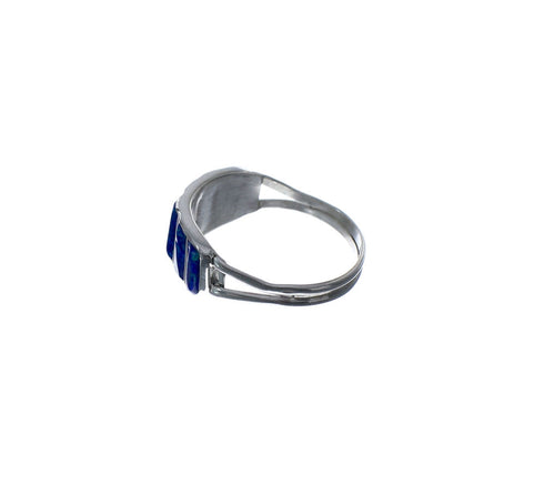 Blue Opal Authentic Sterling Silver Zuni Ring Size 5-3/4 AX127107